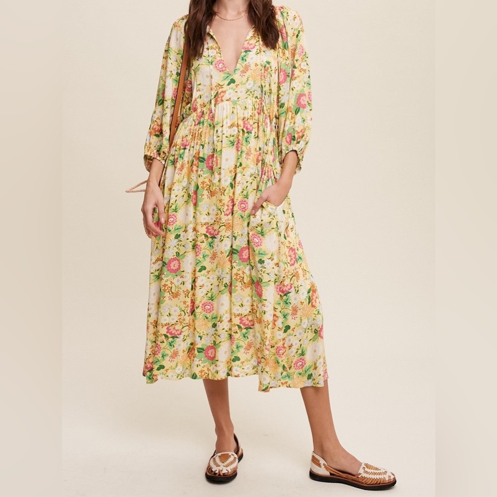 Pinkblush floral boho flowy midi dress nwt - Picture 4 of 8